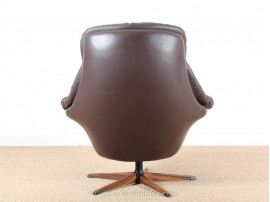 Scandinavian swivel armchair with ottoman, designed by Henry Walther Klein