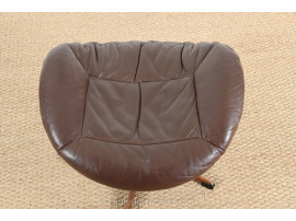 Scandinavian swivel armchair with ottoman, designed by Henry Walther Klein