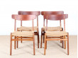 Set of 4 dining chairs in teak and oak, CH 23