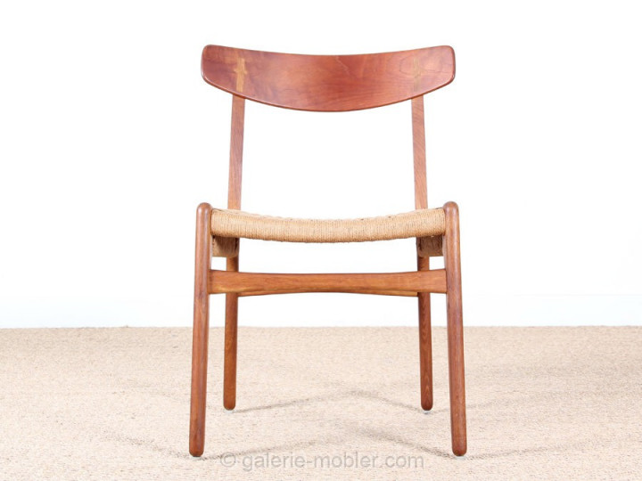 Set of 4 dining chairs in teak and oak, CH 23