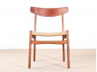 Set of 4 dining chairs in teak and oak, CH 23