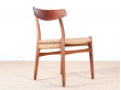 Set of 4 dining chairs in teak and oak, CH 23