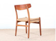 Set of 4 dining chairs in teak and oak, CH 23