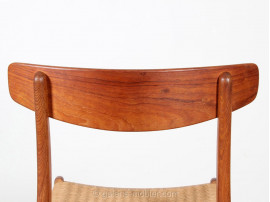 Set of 4 dining chairs in teak and oak, CH 23