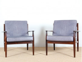 Pair of rosewood armchairs