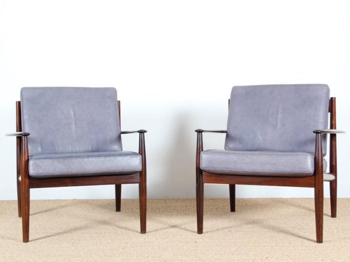 Pair of rosewood armchairs