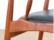 Scandinavian desk armchair in teak and black leatherette