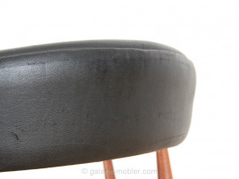 Scandinavian desk armchair in teak and black leatherette