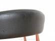 Scandinavian desk armchair in teak and black leatherette