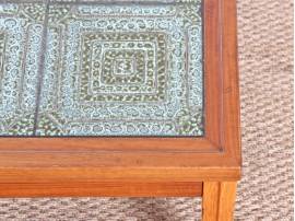 Occasional table in teak and ceramic tiles designed by Gorm Lindum Christensen