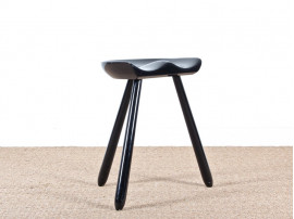 Scandinavian tripod stool, lacquered black