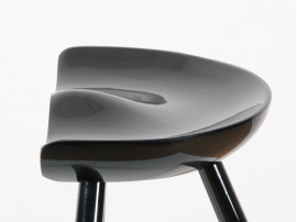 Scandinavian tripod stool, lacquered black