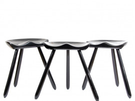 Scandinavian tripod stool, lacquered black