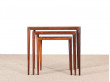 Set of scandinavian nesting tables in rosewood