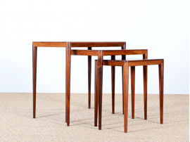 Set of scandinavian nesting tables in rosewood