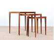 Set of scandinavian nesting tables in rosewood