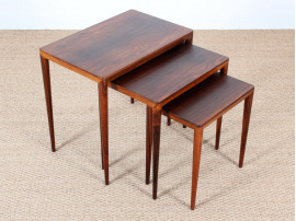 Set of scandinavian nesting tables in rosewood