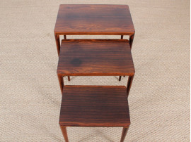 Set of scandinavian nesting tables in rosewood