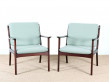 Pair of mahogany scandinavian armchairs