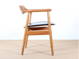 Fauteuil de bureau scandinave en teck et skai noir