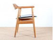 Fauteuil de bureau scandinave en teck et skai noir