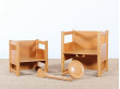 Scandinavian reversable table and chair for children, designed by Kay Bojesen