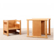 Scandinavian reversable table and chair for children, designed by Kay Bojesen