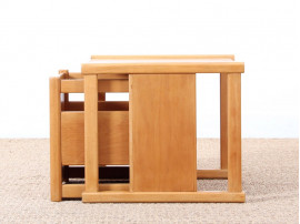 Scandinavian reversable table and chair for children, designed by Kay Bojesen