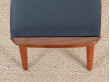 Scandinavian ottoman in teak and leather