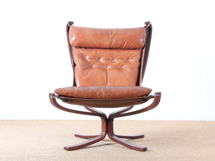 Fauteuil scandinave modèle Falcon et repose pied 