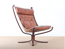 Fauteuil scandinave modèle Falcon et repose pied 