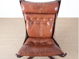 Fauteuil scandinave modèle Falcon et repose pied 