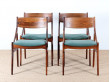 suite de 4 chaises scandinaves en palissandre de Rio