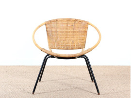 Scandinavian rattan armchair.