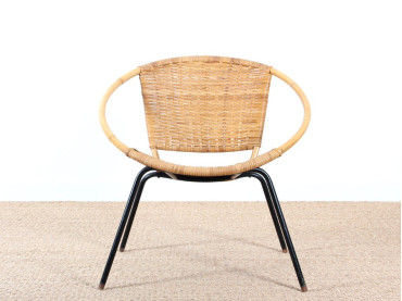 Scandinavian rattan armchair.