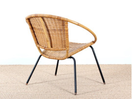 Scandinavian rattan armchair.