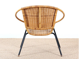 Scandinavian rattan armchair.