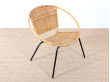 Scandinavian rattan armchair.