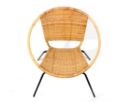 Scandinavian rattan armchair.