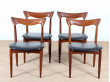 Set of 4 scandinavian chairs in teak designed by Henry Walter Klein