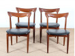 Suite de 4 chaises scandinaves en teck de HW Klein