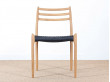 chaise 78 de niels O. Moller, chene et corde de papier tressé noir. design danois design scandinave neuf