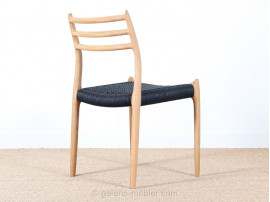 chaise 78 de niels O. Moller, chene et corde de papier tressé noir. design danois design scandinave neuf