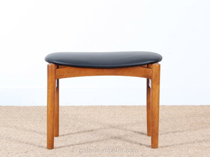 tabouret en teck et cuir design scandinave vintage design danois