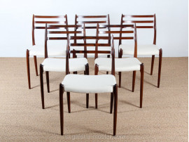 suite de 6 chaises 78 de niels O. Moller palissandre de rio design danois design scandinave neuf