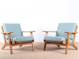 paire de fauteuils scandinaves modèle GE 390 de Hans Wegner pour Getama