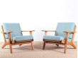 paire de fauteuils scandinaves modèle GE 390 de Hans Wegner pour Getama