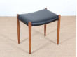 Tabouret scandinave N° 80 A en teck et cuir de Niels Moller pour JL Mollers 120 cm