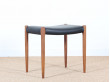 Tabouret scandinave N° 80 A en teck et cuir de Niels Moller pour JL Mollers 120 cm