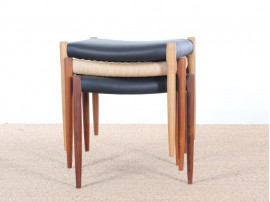 Scandinavian teak and leather stool  N° 80 by Niels Moller